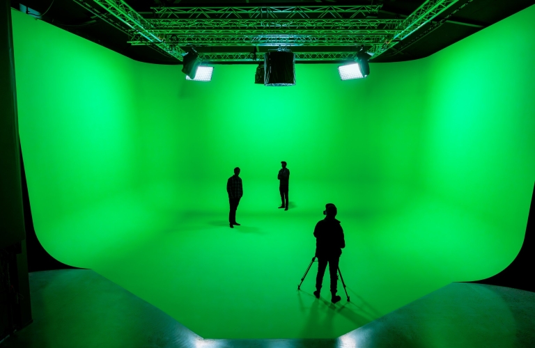 People on set at the The Green Screen Studio