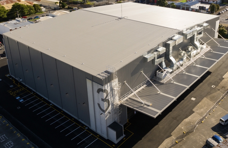 Aerial view of Auckland Film Studios Stage 3