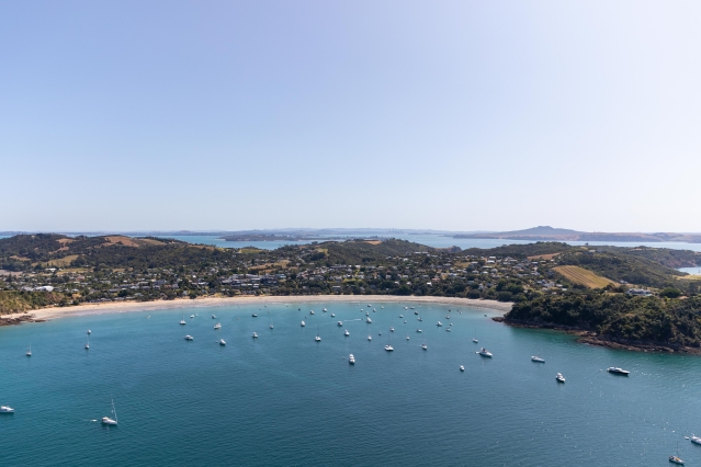 Aerial view of a Waiheke Island Beach